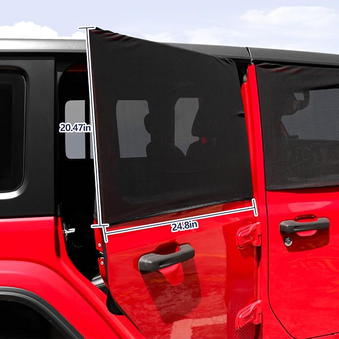 sukemichi Side Car Window Sunshades for Jeep Wrangler JK JL Gladiator JT Accessories, 2 Pcs Rear Window Sun Shade Privacy Full Covers/Half Shade for Jeep Wrangler, Window Curtains for Baby Protection - Image 6