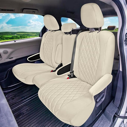 FH Group Custom Fit Car Seat Covers Specifically Made for Toyota Sienna 2011-2020, Car Seat Cover Full Set, 8 Seater Automotive Seat Covers in Solid Beige Neoprene, Waterproof and Washable Seat Covers - Image 4