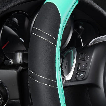 CAR PASS Line Rider Microfiber Leather Sporty Steering Wheel Cover Universal Fits for 95% Truck,SUV,Cars, 14.5-15 inch Anti-Slip Safety Comfortable Design (Black Mint Blue) - Image 6