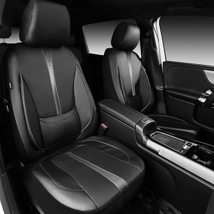 CAR PASS Nappa Leather Seat Covers Front, 3D Foam Support Water Resistant Faux PU Gray Leather Car Seat Covers 2 Pcs, Comfort & Universal Fit for Cars SUV Truck Most Vehicles (Black and Gray) - Image 7