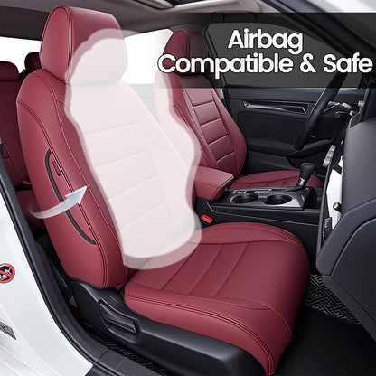 HKZ Custom Fit Civic Seat Cover Full Set for Honda Civic 4 Door Sedan-Only (Sport 2022 2023 2024) & (LX 2022-2025),5-Seats Full Set,Leather Seat Protector(Burgundy) - Image 5