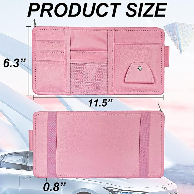 Keedolla 2 Pack Car Sun Visor Pocket Organizer, Auto Interior Accessories Car Truck Visor Organizer Storage Pouch Case Bag for Cards, Pens and Documents - Pink - Image 3
