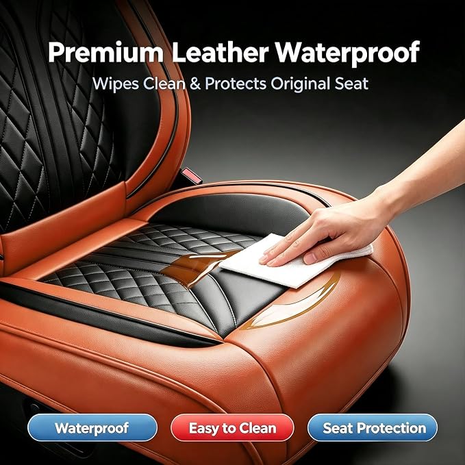 for GMC Acadia 2007-2026 Car Seat Covers, Full Set, Brown | Luxury Full Coverage Leather Seat Protectors, Waterproof Breathable, Airbag Compatible, All-Season, (5-Seat Models Only) - Image 7