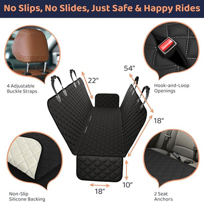Dog Car Seat Cover for Back Seat, Waterproof Hammock for Car, SUV & Truck, Non-Slip Backseat Cover for Dogs, Heavy-Duty Dog Hammock Style Seat Protector Pets, Easy to Install & Clean - Image 4