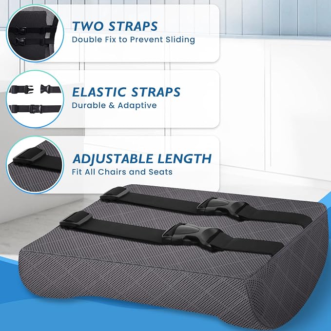 Lumbar Support Pillow for Office Chair, Back Support, Memory Foam, Grey | Improve Sitting Posture & Back Pain Relief. Lumbar Pillow Fits Office, Gaming & Car Chairs with Adjustable Dual Straps - Image 5