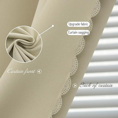 Thermal Blackout Curtains with Self Adhesive Tape No Rod No Drill Easy Install Window Cover for Bedroom Kitchen Dorm 46" W x 59" L Beige 1 Panel - Image 6