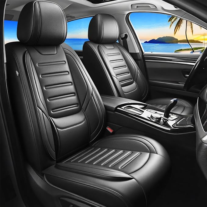 Car Seat Covers Compatible with Kia Sportage 2009-2026, Premium Full Coverage Leather Automotive Seat Protectors, All Seasons Waterproof Breathable, Airbag Compatible, Full Set, Black by Unknown
