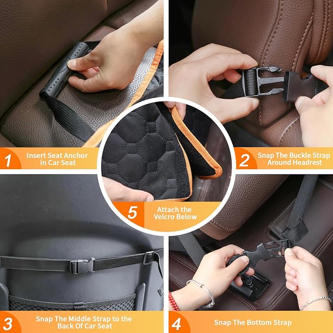 2 Packs Front Seat Car Cover, Waterproof Dog Car Seat Cover, Non-slip & Scratch-Proof, Pet Car Seat Protector with Side Flaps and Storage Pocket, Car Seat Cover for Most Cars, Trucks and SUVs - Image 4