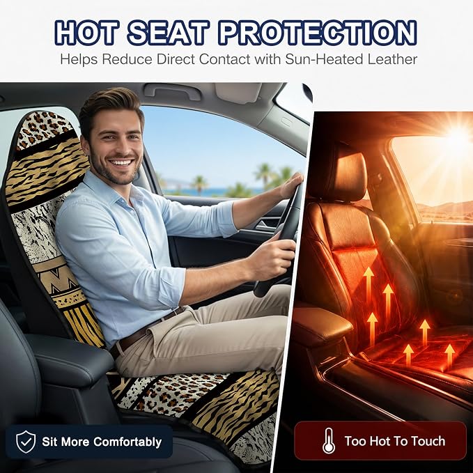 Car Seat Towel Cover for Front Seat, 1Pc Sweat Absorbent Car Seat Protector with Non-Slip Backing, Waterproof Towel Car Seat Cover for Runners, Gym, Swimming, Beach, Pets, Wild Safari Stripe - Image 5