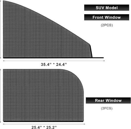4 PCS Car Window Shades, Double-Layer Automotive Front & Rear Side Window Sunshade Blocks UV Rays & Sun Glare, Breathable Mesh Screen Stretch Sun Protection Cover for Most SUVs - Image 2