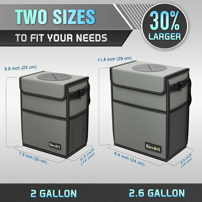 K KNODEL Car Trash Can with Lid, Car Garbage, Bin and Bag (Large, Gray) | Waterproof Car Garbage Can with Liner, Hanging Trash Bag for Car, Suv, Van, Truck - Image 2