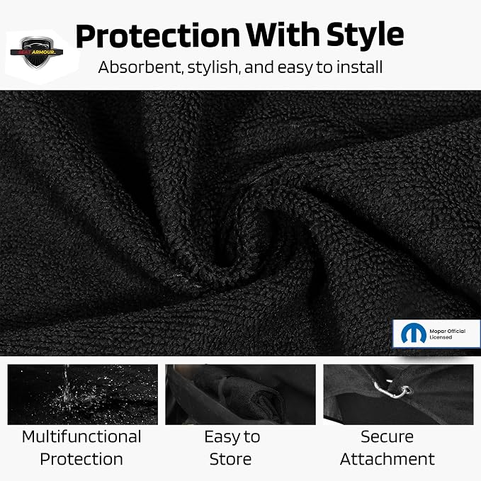 Seat Armour Seat Protector Towel 'Jeep Smiley Face' - Soft Machine Washable Jeep Seat Cover Towel - Easy to Install, Multipurpose Jeep Seat Towel - Black - Image 4