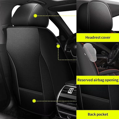IKABEVEM Car Seat Covers Fit for Toyota Highlander 2007-2025 2026: Front 2 Row 5 Seats Luxury Leather Automotive Seat Covers, Car Seat Protector(Black&Redline) - Image 3