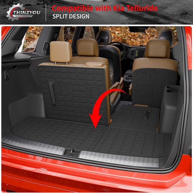 Floor Mats for 2020-2025 Kia Telluride 7&8 Seats (NOT for 2027) | Trunk Mat Cargo Mat Cargo Liner TPE All Weather Back Seat Cover 2024 Telluride Accessories - Image 8