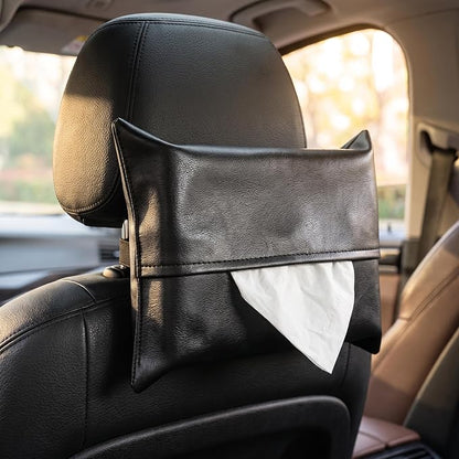 1 PC Car Tissue Holder, Soft-Leather Car Napkin Holder for Seat Back Armrest, Easy Access While Driving, Universal for Most Cars, Trucks, SUVs (Black #2) by Unknown