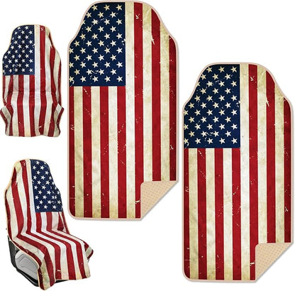 1Pcs Car Seat Cover Towel Non Slip Front Seat Car Seat Towel Performance Microfiber Athletic Running Towel Washable Seat Cover for Gym Workout Sweat Outdoor Sport Beach Hiking Yoga (American Flag) by Lonfliness