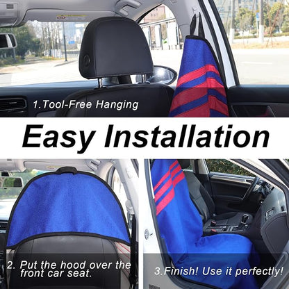 Sweat Towel Car Seat Cover Protector Front Seats for Gym Workout, Running, Swimming, Beach and Hiking, Waterproof Universal Seat Cover for Car, Trucks, Van & SUV (1, FSH-Blue/RED, Front) - Image 4