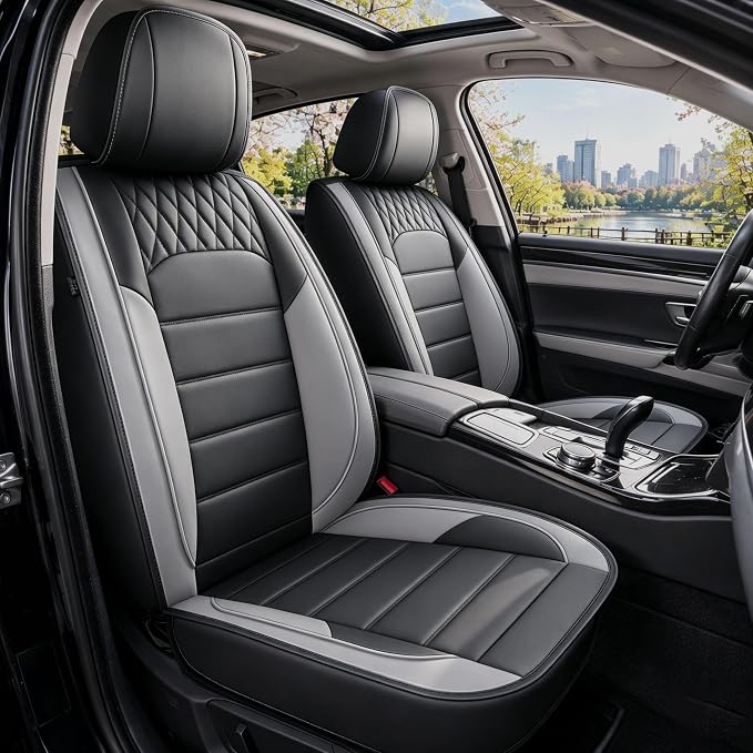 Car Seat Covers Fit for Honda HR-V 2016-2026 Full Set | Faux Leather Waterproof Automotive Seat Protectors,Compatible with Airbags,Easy to Install,5 Seats Grey by RAWAKORW