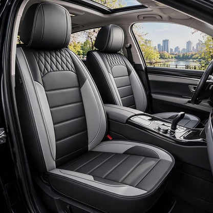 Car Seat Covers Fit for Mazda Mazda 6 2010-2021 Front Set | Faux Leather Waterproof Automotive Seat Protectors,Compatible with Airbags,Easy to Install,2 Seats Grey by RAWAKORW
