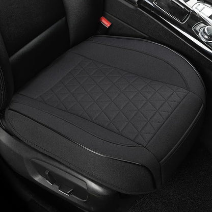 West Llama Linen Front Car Seat Cover Protector Anti-Slip Bottom Seat Cover Fits 95% of Vehicles,Wrapping Around The Bottom,Triangular Pattern(Black-2Pcs) by WESTLLAMA