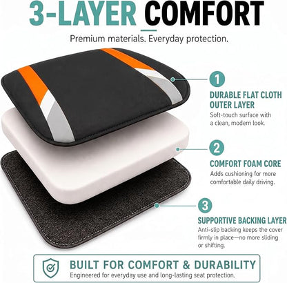 FH Group Front Set Cloth Car Seat Covers for Low Back Car Seats with Removable Headrest, Universal Fit, Airbag Compatible Car Seat Cover for SUV, Sedan, Van, Orange - Image 3