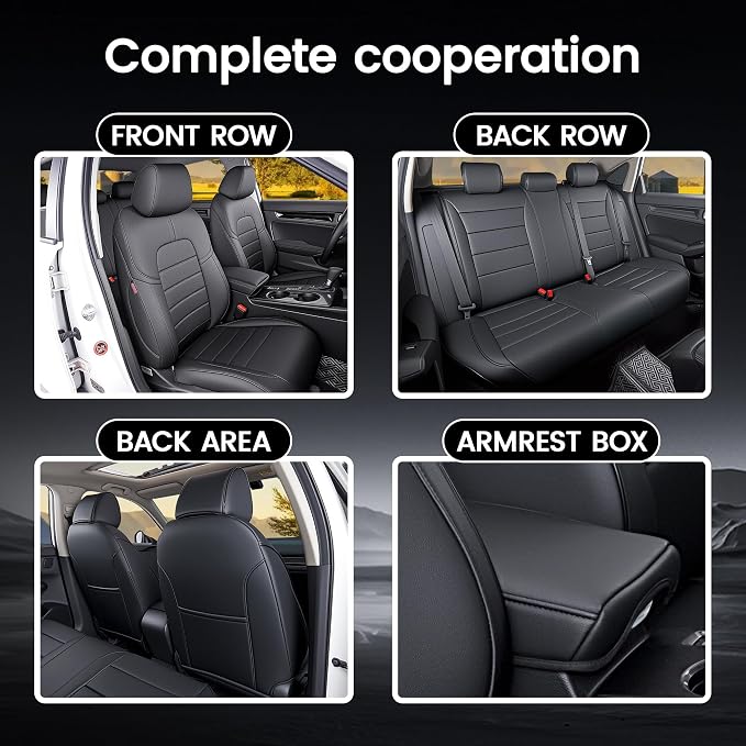 HKZ Custom Fit Civic Seat Cover Full Set for Honda Civic 4 Door (Hatchback 2022-2026 Sport Touring)&(Hatchback 2022-2024 EX-L) 5-Seats Full Set,Leather Seat Protector(Black) - Image 8