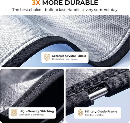 [2026 Upgraded] DooGooCoo Windshield Sun Shade for Honda Accord 2023-2025 2026 [Cooling Ice-Crystal, 100% Sun Block ] Sunshade for Car Windshield for Honda Accord Sun Shade, Custom Fit Accord. - Image 7
