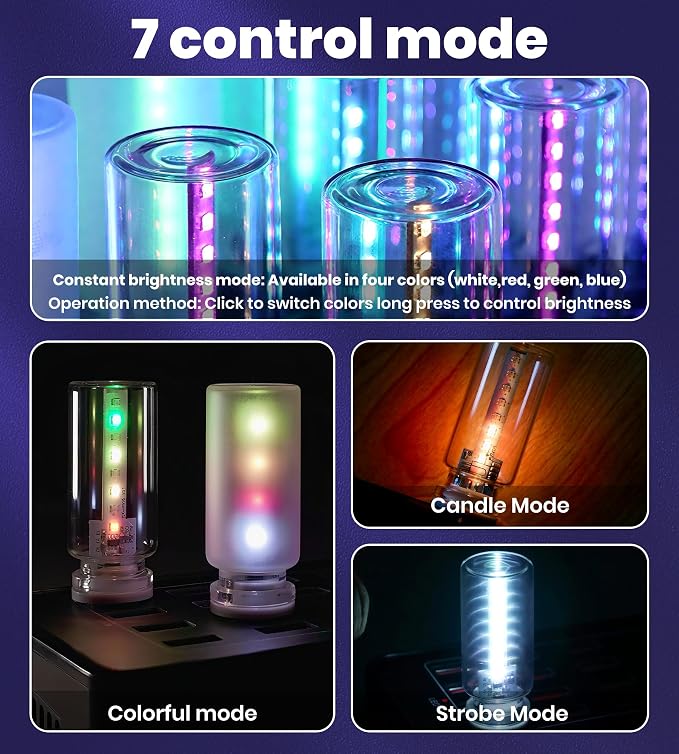 USB Car Interior LED Ambient Light – Touch Control LED Mood Lights, Dimmable 7 Colors, Portable Mini USB Light for Car, Bedroom, Camping & Party (Clear LED) - Image 4