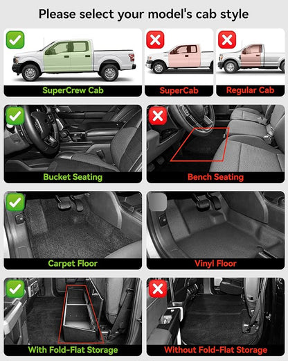 3W Floor Mats (with Metal Pedals) for Ford F-150 2015-2026 & F150 Lightning 2022-2025 SuperCrew - Image 3