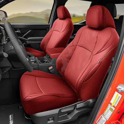 DiffCar® Seat Covers for Toyota Tacoma 2026 2025 2024 Double Cab(Gas Only), Front Seat & Console Covers Only, Faux Nappa Leather Custom Fit Car Protectors Accessories for Tacoma 4th Gen, Red Camo by DifferentDesignsforCars