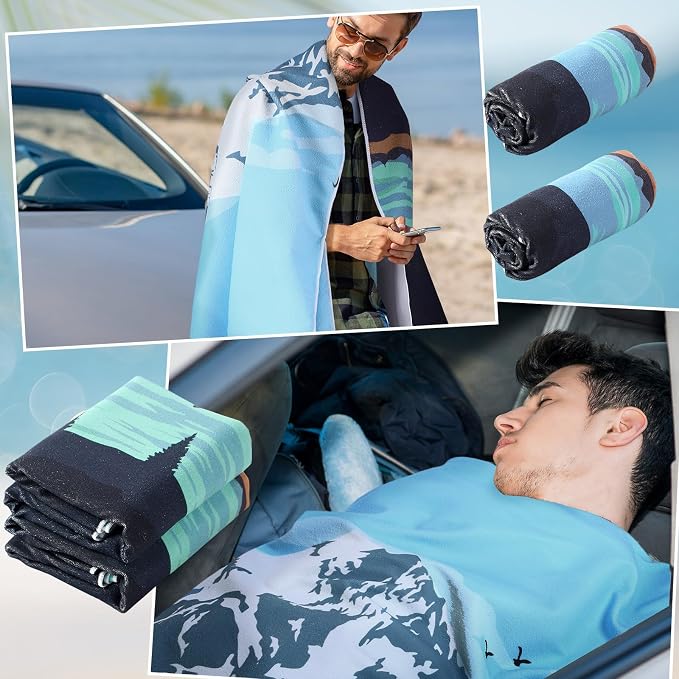 Hahafelt 2 Pack Car Seat Towel Covers Athletic Running Towel Performance Microfiber Post Workout Sweat Washable Cover Non Slip for Seat Outdoor Sport (Glacier) - Image 6