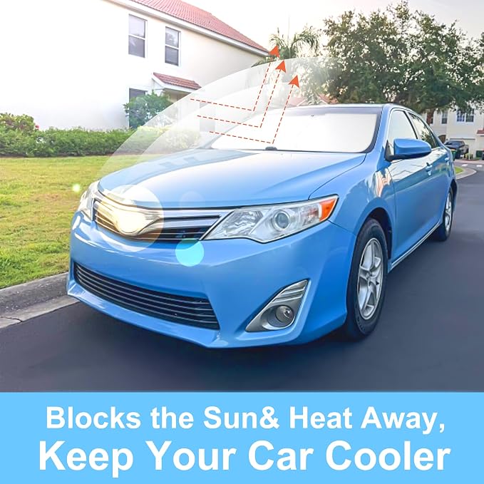 Windshield Sun Shade for 2012-2017 Toyota Camry Accessories | Full covered for windshield, Foldable & Durable, Block UV Rays, Reduce Heat, Easy to install, Keep Car Cooler - Image 6