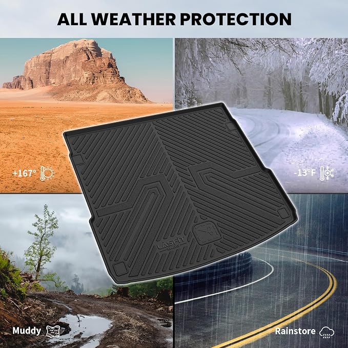 LASFIT Cargo Mat for Audi Q5/SQ5 2018-2025(Include Q5/SQ5 Sportback), Custom Fit All-Weather TPE Trunk Mat for Audi Accessories, Waterproof, Easy to Clean, Black - Image 8