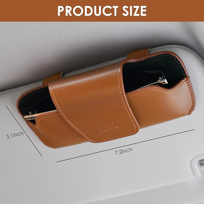Sunglass Holder for Car Visor, Car Sunglasses Holder Leather, Eyeglasses Holder Glasses Storage Case Visor Accessories - Image 5