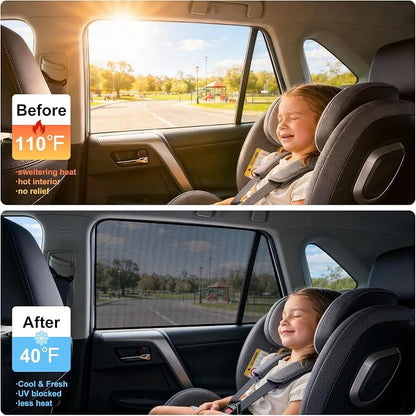 XCBTY 11-23 4Runner Window Shade for Rear Seat Windows, 2-Pack Magnetic | Blocks 99% UV to keep baby & pets cool. One-way privacy mesh allows fresh air flow. Press clip & hold 5s for maximum grip. - Image 2