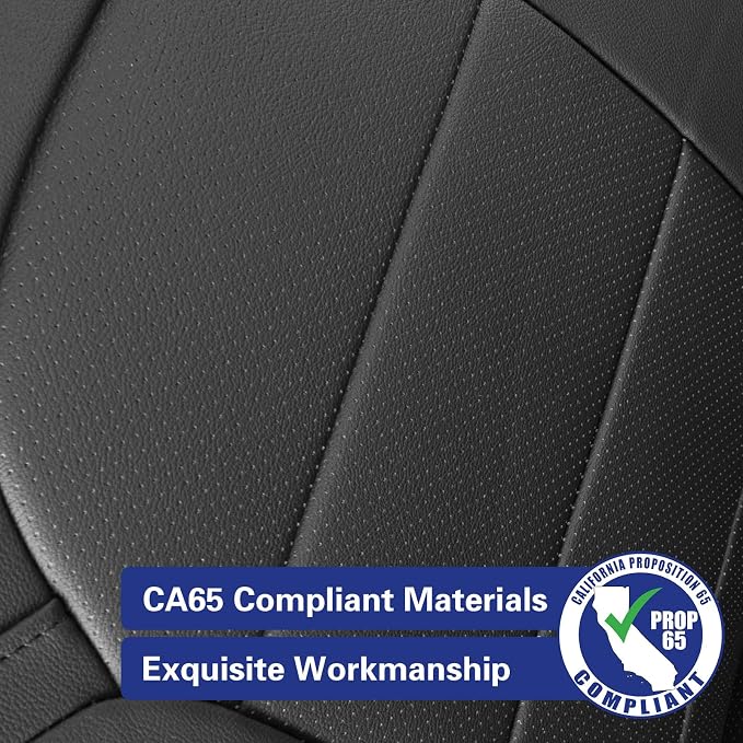 EKR Ram 1500 Seat Covers Custom Fit for (Crew Cab) RAM 1500 Tradesman 2019-2025 & Express 2026,Waterproof Leather Black Car Seat Cover for Trucks Full Set-Faux Leather(Black with White Piping) - Image 6