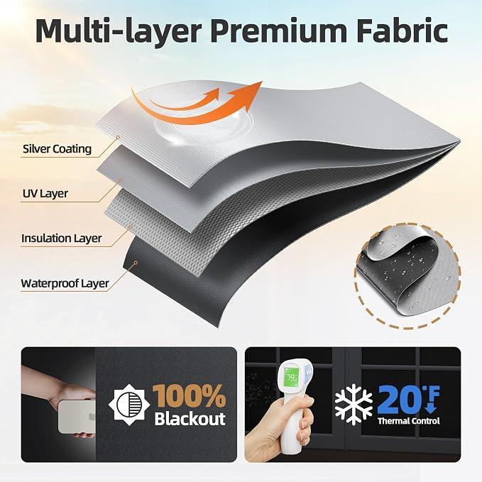 Magnetic Blackout Window Cover Portable 100% Blackout Curtains for Bedroom | 70" x 58" Blackout Blinds no Drill Temporary Blackout Shades Window Film for Media Room Travel Skylight RV- Black - Image 5