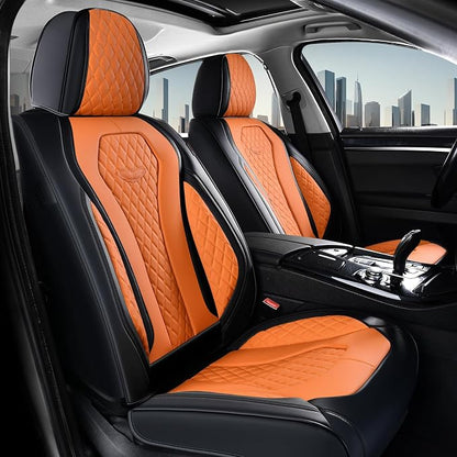 Coverado Automotive Seat Covers, Car Seat Covers Full Set, Orange Car Seat Cover, Driver Seat Covers, Luxury Car Seat Cushion,Leather Seat Cover Seat Protector Fit for Most Cars - Image 2