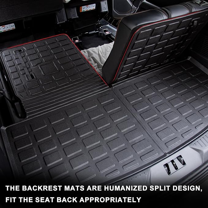 Floor Mats Set for 2020-2026 Ford Explorer 6 Seat | Trunk Mat Cargo Mat Cargo Liner TPE All Weather Seat Back Cover Protector 2025 Explorer Accessories - Image 9