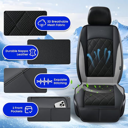 [2026 Upgrade] Cooling Car Seat Cover Ventilated Seat Cushion Summer Driving 12V-24V Ventilated Car Seat Cushion with 2 Powerful Turbo Fans with 3-Speed Adjustable Universal Fit Most Car-Slight Grey - Image 2
