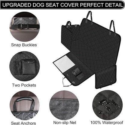 Dog Car Seat Cover with Storage Pockets Mesh Visual Window, Waterproof Nonslip , Heavy Duty Scratchproof Pet Dog Back Seat Cover Hammock for Cars Trucks and SUVs - Image 3