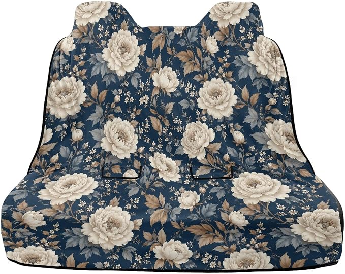 Vintage Flower Print Car Back Seat Cover, Universal Fit Rear Seat with Rear Split Bench, Seat Protector for Dogs Kids, Auto Interior Accessories for SUV Sedan Van - Image 2