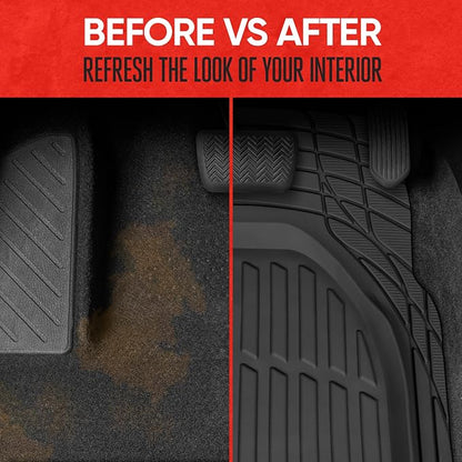 Motor Trend -2 Piece Front Car Floor Mats- Black FlexTough Contour Liners-Deep Dish Heavy Duty Rubber Floor Mats for Car SUV Truck & Van-All Weather Protection, Universal Trim to Fit - Image 5