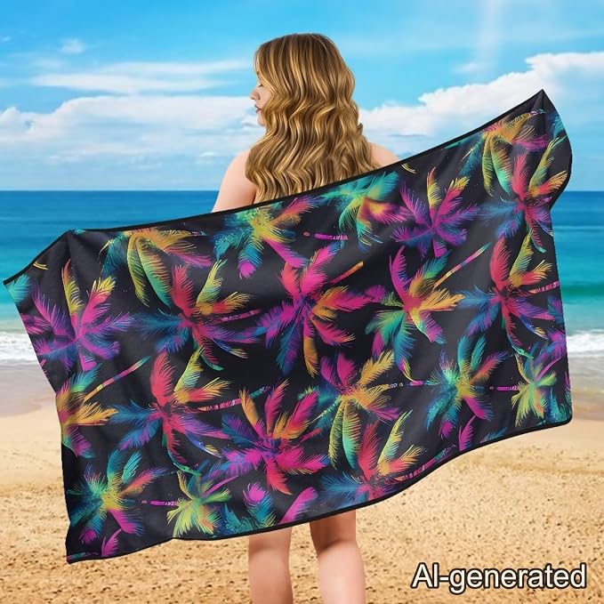Car Towel Seat Cover Colorful Palm Trees Car Seat Cover Protector 1 Piece Breathable Cars Accessories Comfortable Universal Fit for Car SUV Van - Image 4