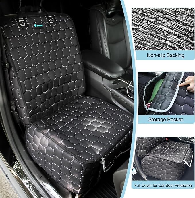 Meginc Front Seat Covers for Cars,Waterproof Car Seat Protector with Side Flaps 600D Fabric Front Seat Dog Cover for Trucks Vans SUVs Sedans, Non Slip Scratch Proof Seat Covers for Dogs in Car - Image 6