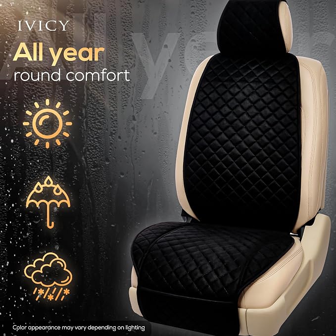 IVICY Faux Suede Front Car Seat Cover, Seat Protector, 1 Unit, Black | Non-Slip Bucket Sear Cover for Most Cars, SUVs, Vans & Trucks – Machine Washable, Side-Airbag Friendly - Image 7