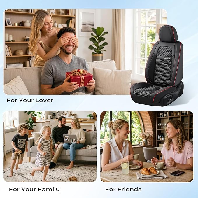 Coverado Full Set Car Seat Covers, Luxury Leather All-Weather Seat Protectors Universal Fit Most Sedan SUV Truck Vehicles - Image 5
