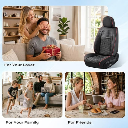 Coverado Full Set Car Seat Covers, Luxury Leather All-Weather Seat Protectors Universal Fit Most Sedan SUV Truck Vehicles - Image 5