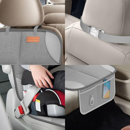 SMART ELF 2 Pack Car Seat Protector-600D Fabric Waterproof (Light Grey) | Baby/Pets for Child Car Seat with Thicily Padded and Non-Slip Backing Mesh Pockets, Universal Size - Sedan SUV Truck - Image 7