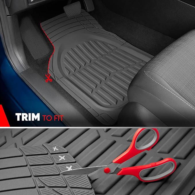 MotorTrend FlexTough Gray Car Floor Mats Rubber All Weather Automotive 2pc | Front Floor Mats for Cars - Waterproof Grey Car Mats Accessories Universal Fits Most Sedans, Compact SUV, Small Trucks - Image 5